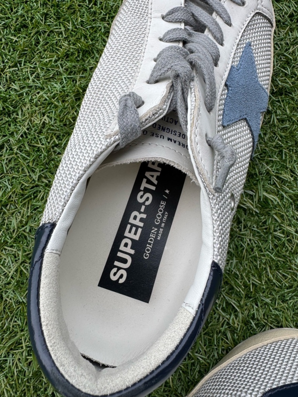 Golden Goose Super-Star Sneaker, Light Silver / White / Blue (men) - Picture 2 of 5
